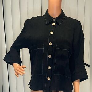 Zara Textured Black blouse
